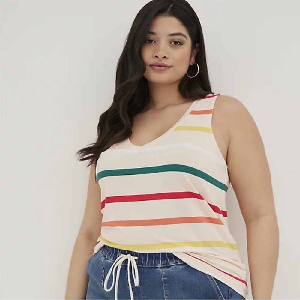 Torrid Super Soft Striped Multicolor Women's Tank Top